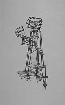 Linoschnitt 'Januskopf' von Gregor Rosenbauer